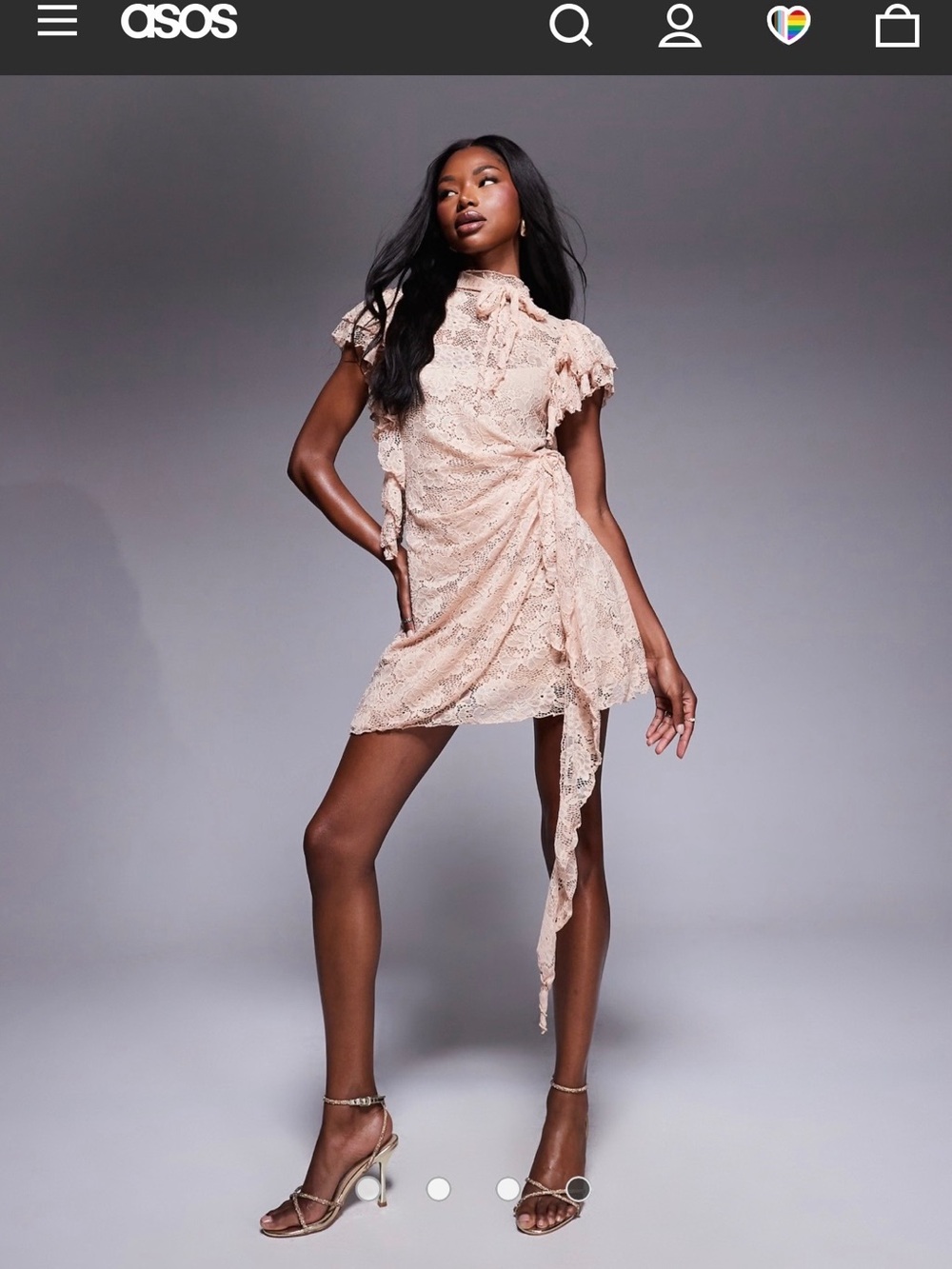 ASOS Lace Mini Dress in Blush Pink - Picture 2 of 6
